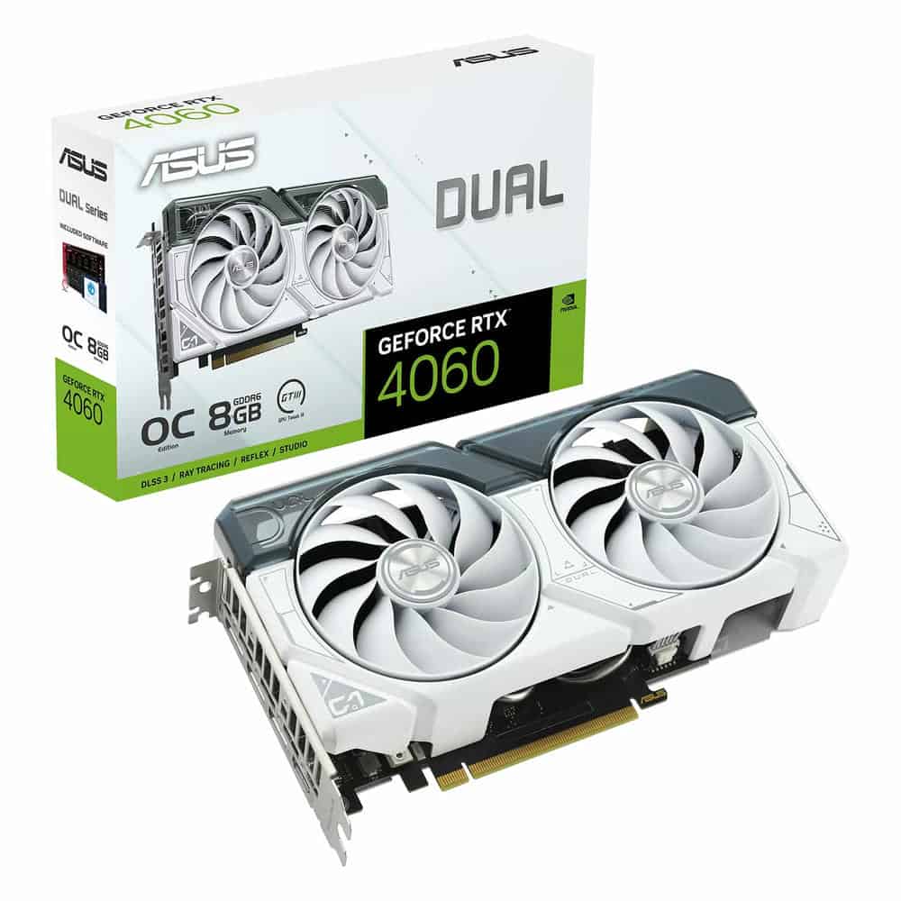 (image for) ASUS NVIDIA GeForce RTX 4060 DUAL White OC 8GB Ada Lovelace Graphics Card